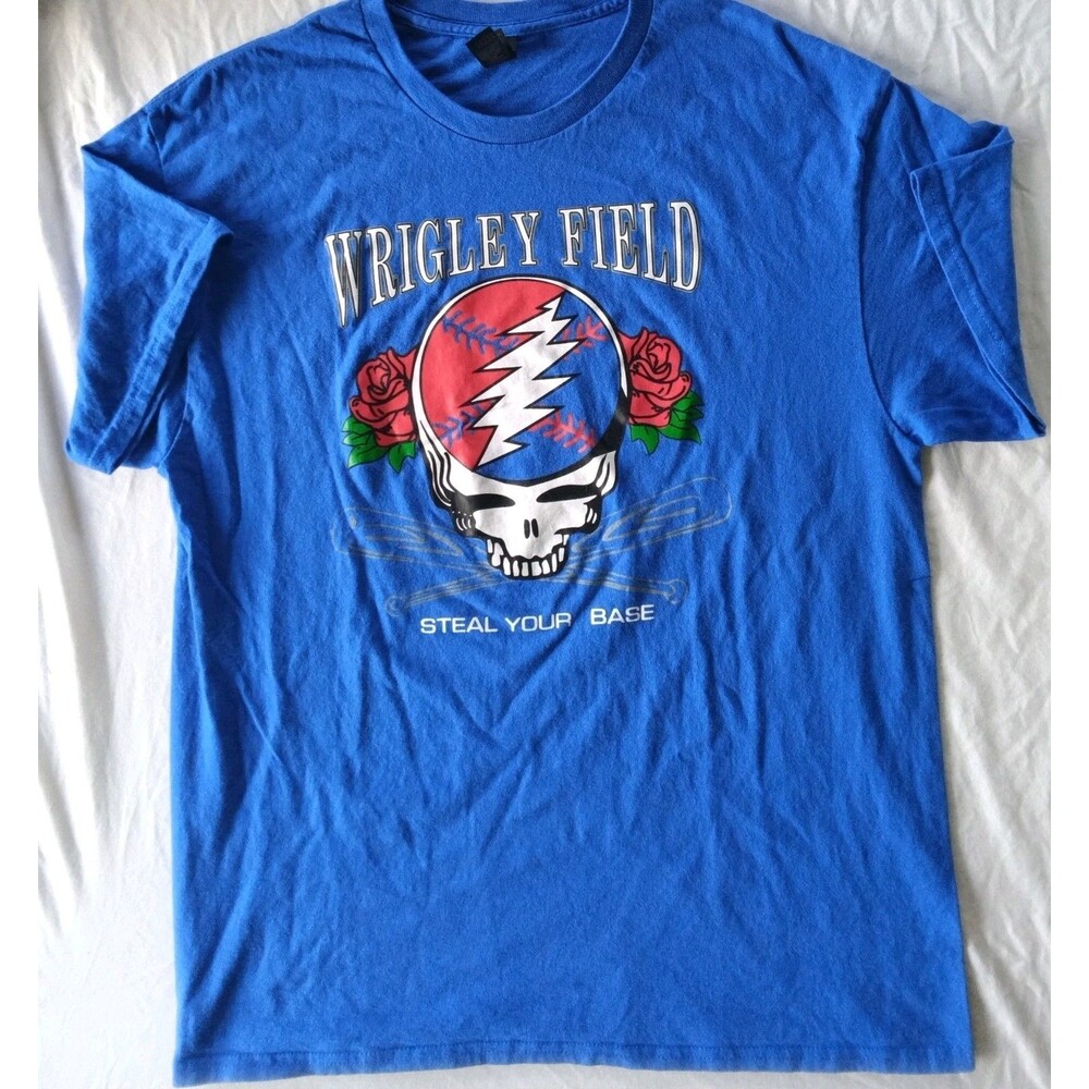 Chicago Cubs Grateful Dead Wrigley Field Steal Your Base T Shirt MLB Baseball LG